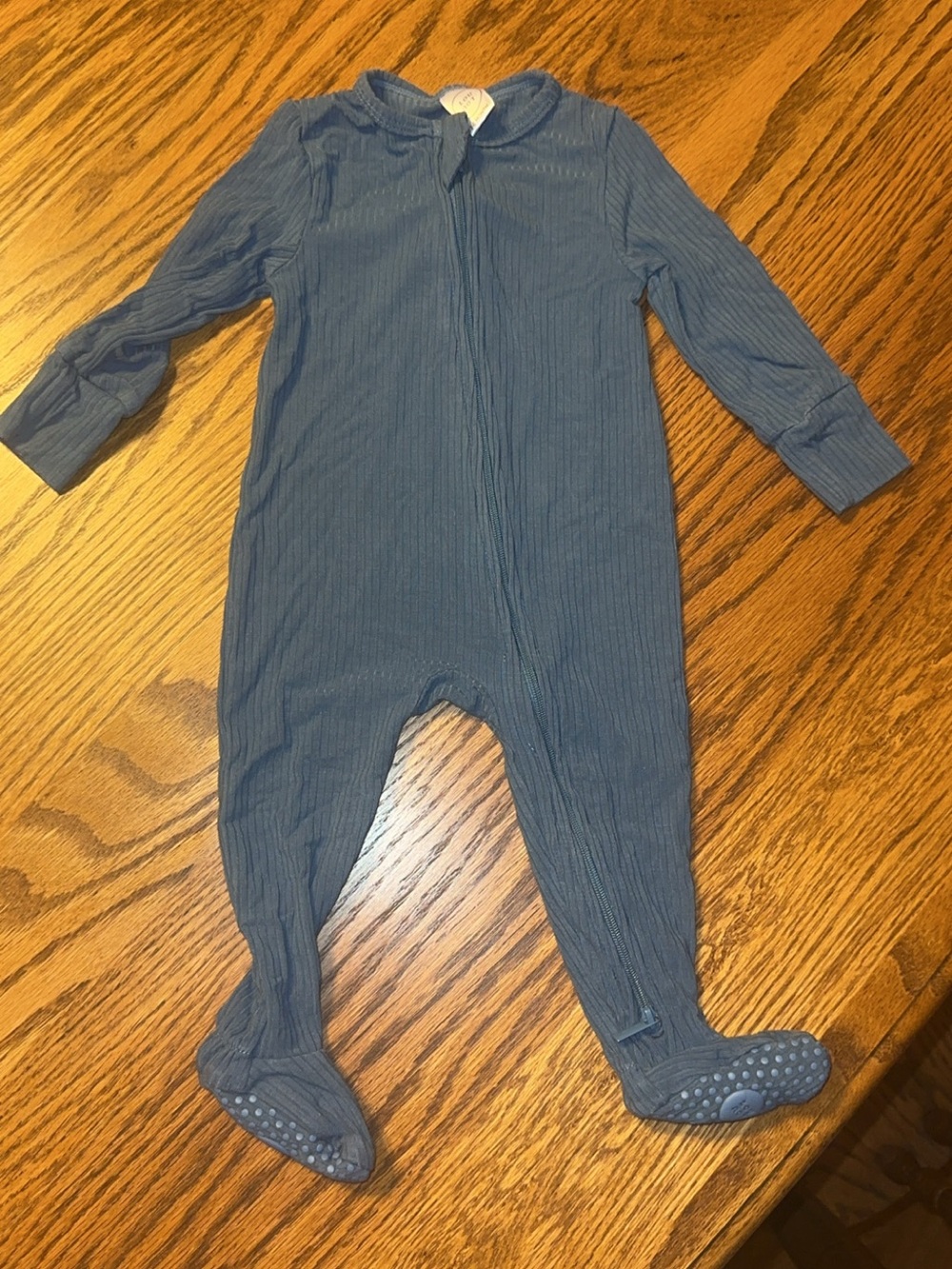 Loulou Studio Ribbed Footie One-Piece - Blue